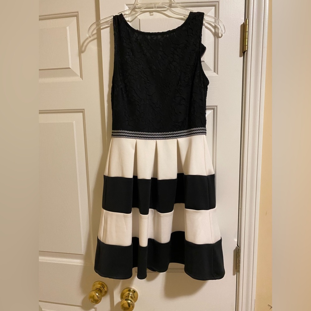 Mini black and white stripe dress